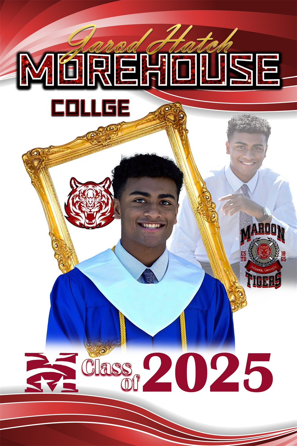 Customized Graduation Backdrop Gold Frame College Graduation Party Backdrop MRR4-23