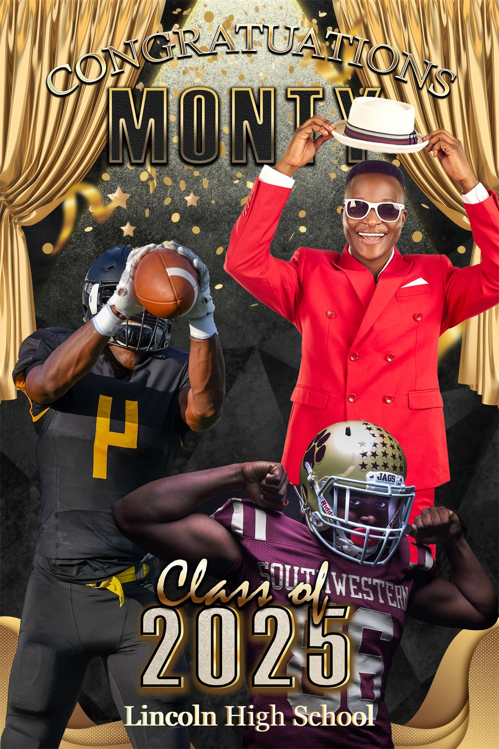 Customized Graduation Backdrop Spotlight Athlete Graduation Party Backdrop MRR4-27