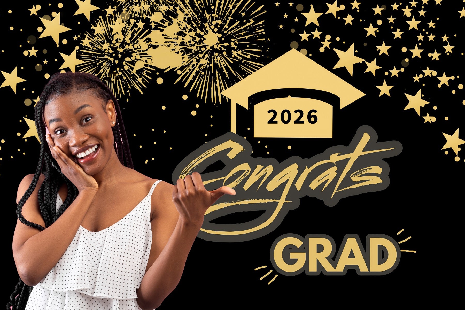Customized Graduation Backdrop Gold Star Graduation Party Backdrop MRR4-2