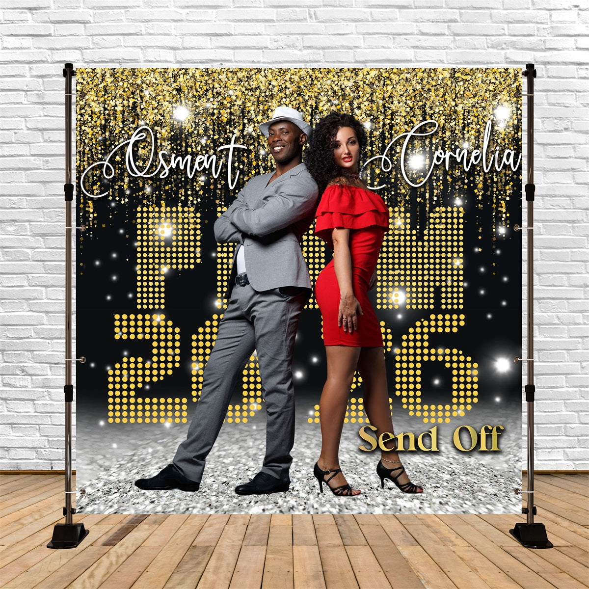 Prom Backdrop Ideas Gold Glam Lights Personalized Graduation Party Backdrop MRR5-11