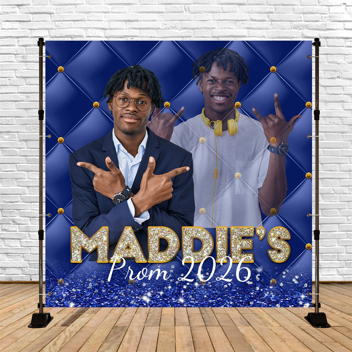 Prom 2026 Backdrop Midnight Blue Shine Custom Graduation Party Backdrop MRR5-12