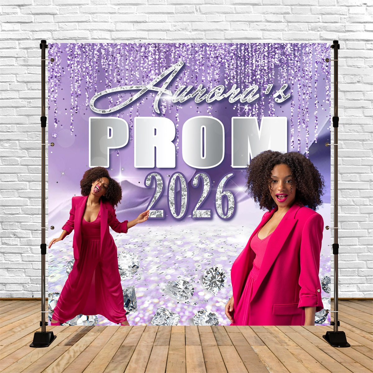 Prom Backdrop Ideas Purple Sparkle Custom Graduation Party Backdrop MRR5-2