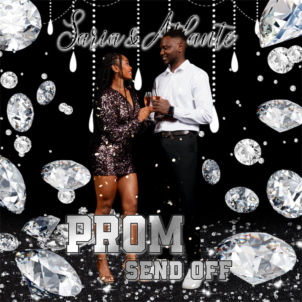 Prom Backdrop Luxury Diamonds Romantic Customized Graduation Party Backdrop MRR5-24