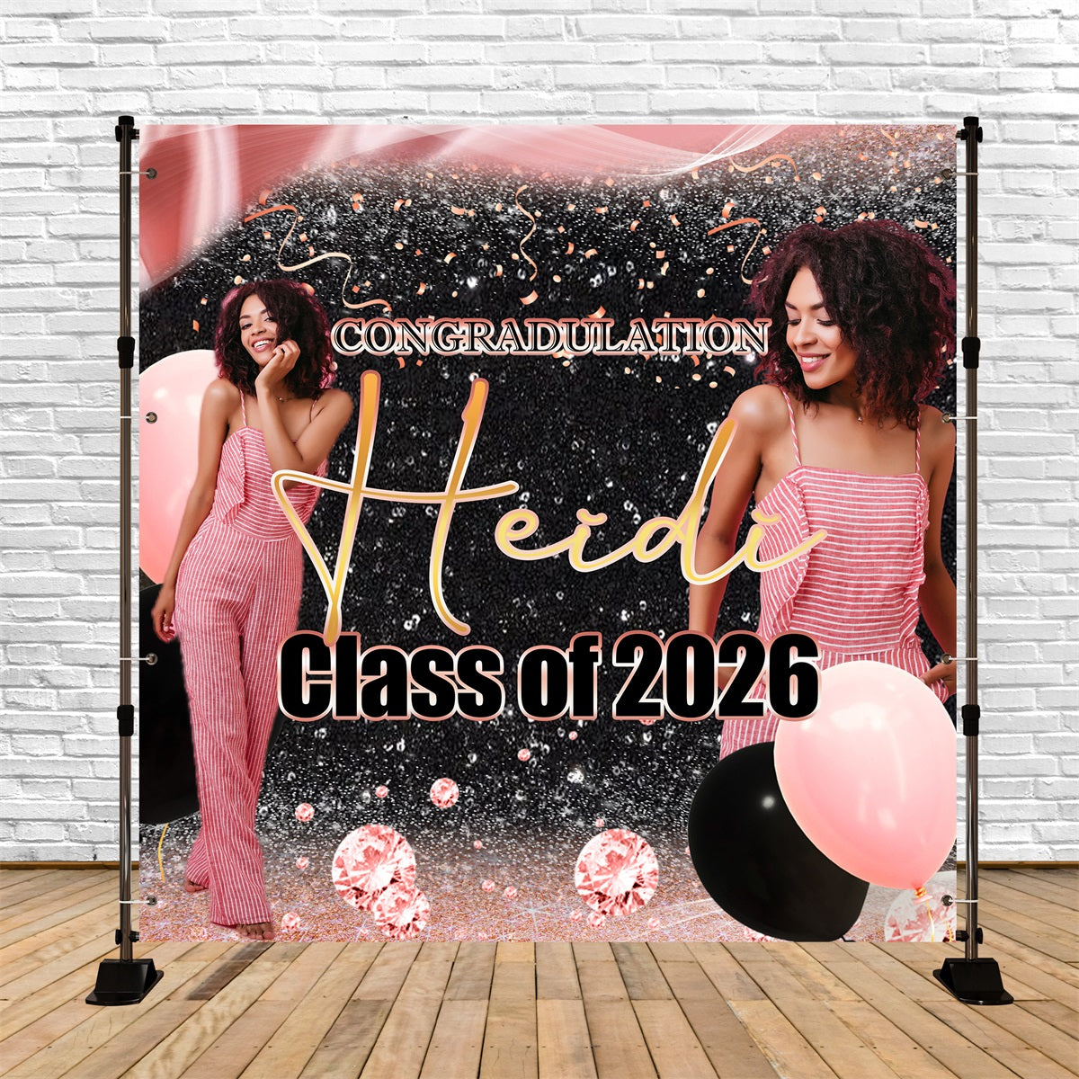Customized Graduation Backdrop Diamond Confetti Graduation Party Backdrop MRR5-31
