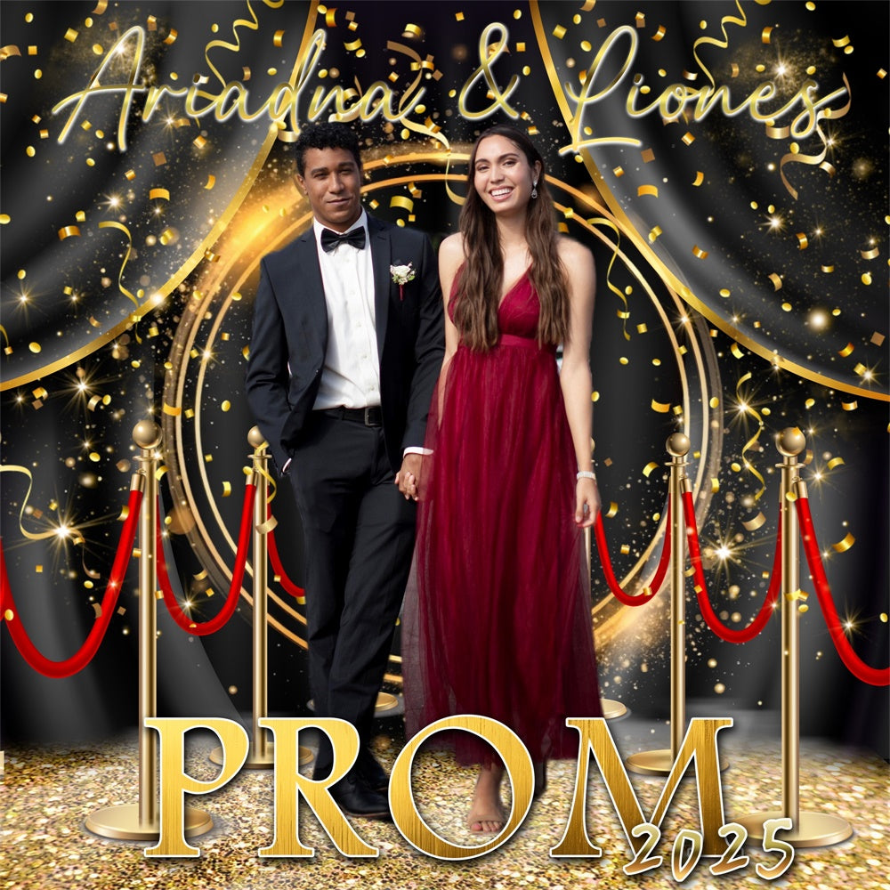 Prom Photo Backdrop Luxury Golden Stage Custom Graduation Party Backdrop MRR5-34