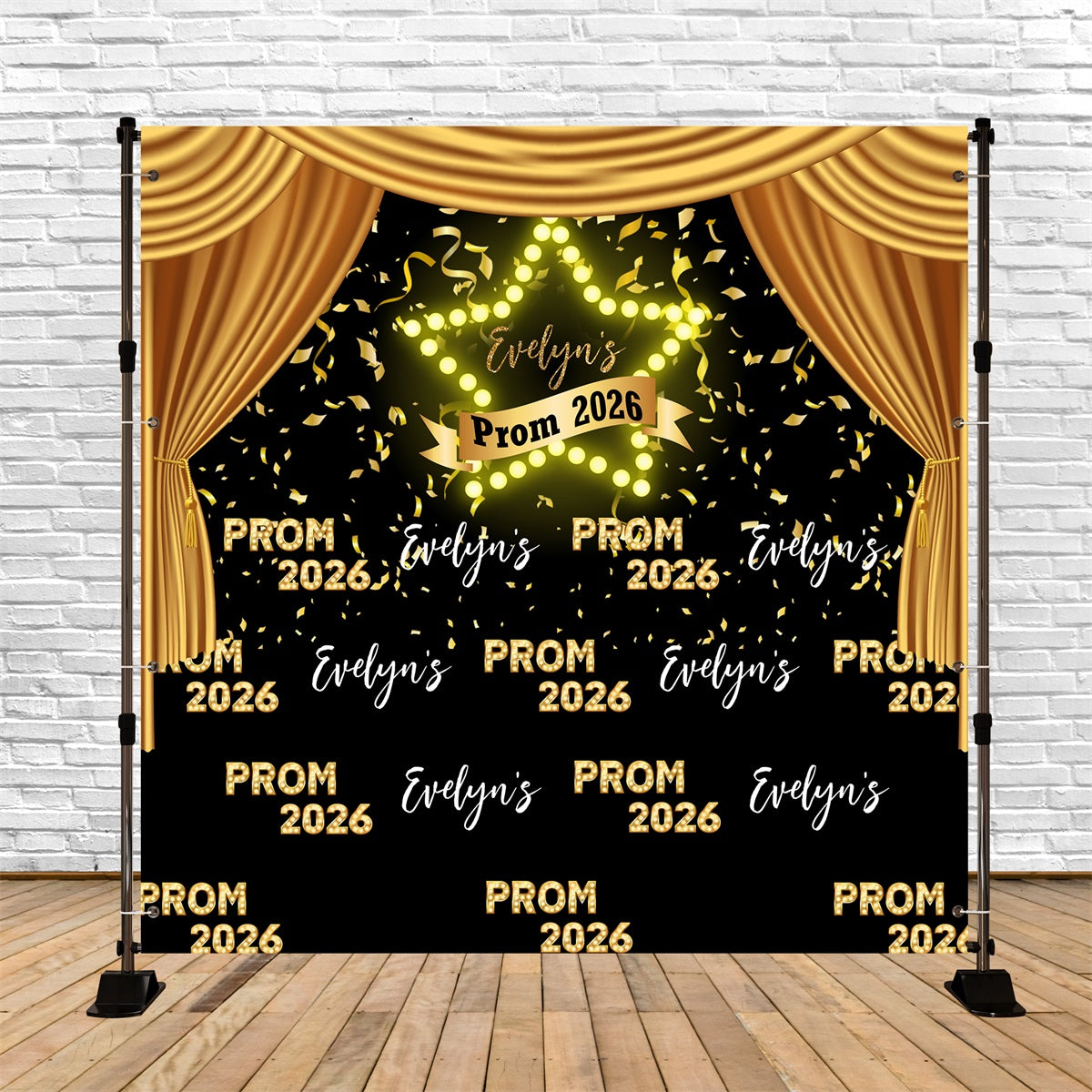 Prom Backdrop Glamorous Gold Curtain Graduation Party Backdrop MRR5-35