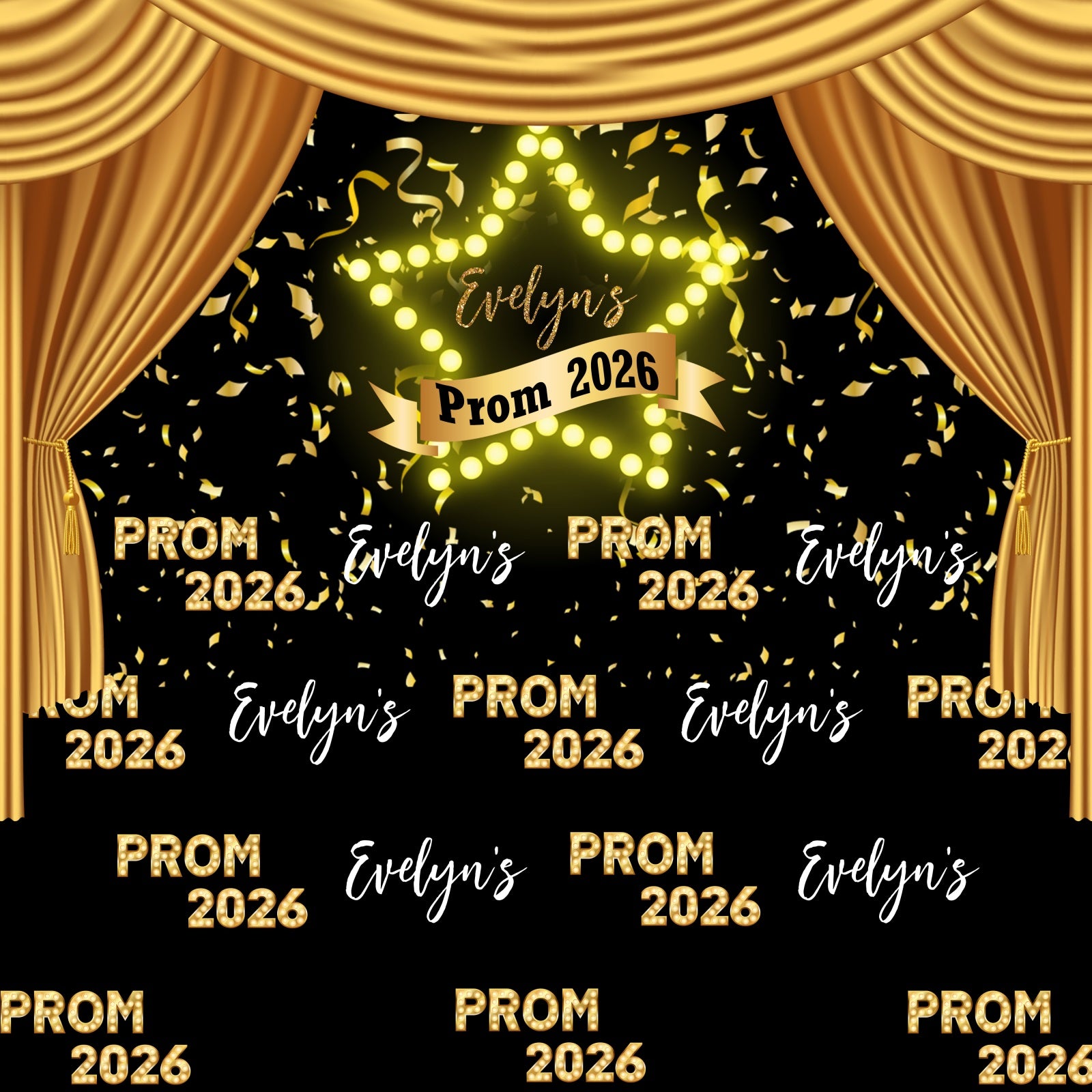 Prom Backdrop Glamorous Gold Curtain Graduation Party Backdrop MRR5-35