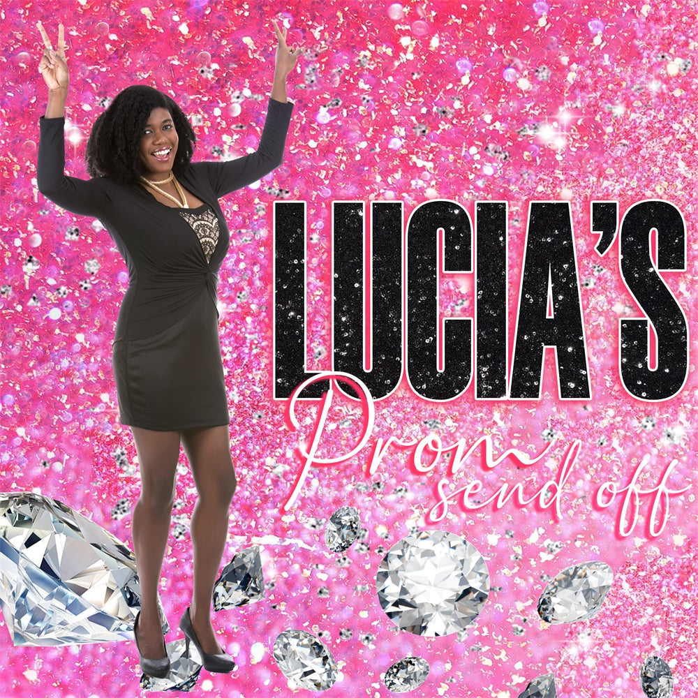 Prom Backdrops Sparkling Pink Diamond Customized Graduation Party Backdrop MRR5-36