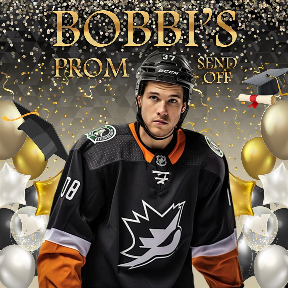 Prom Backdrop Confetti Balloons Sports Customized Graduation Party Backdrop MRR5-41