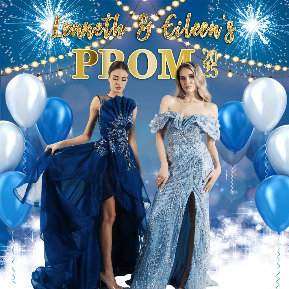 Prom 2025 Backdrop Stylish Blue Balloon Custom Graduation Party Backdrop MRR5-44