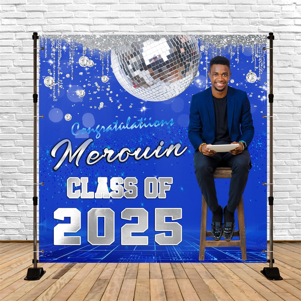 Custom Graduation Backdrop Disco Mirror Ball Graduation Party Backdrop MRR5-46