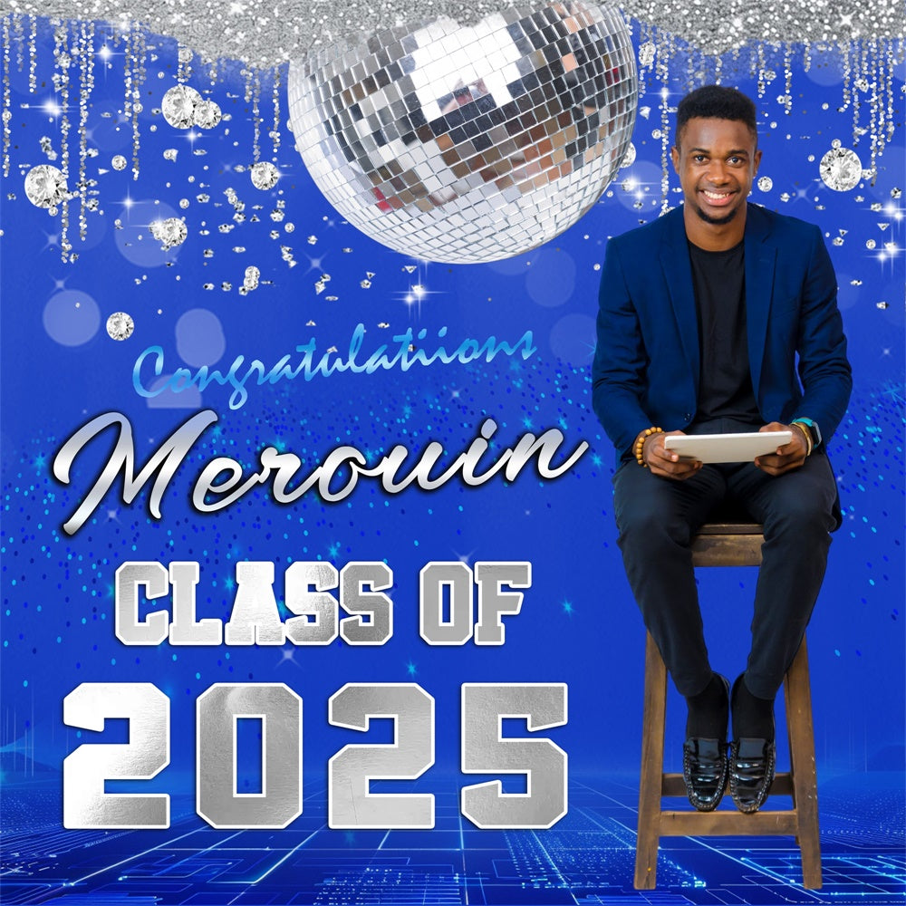 Custom Graduation Backdrop Disco Mirror Ball Graduation Party Backdrop MRR5-46