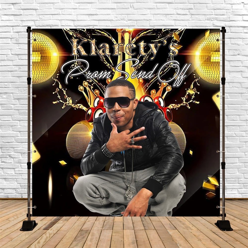 Prom Photo Backdrop Disco Music Style Customized Graduation Party Backdrop MRR5-50