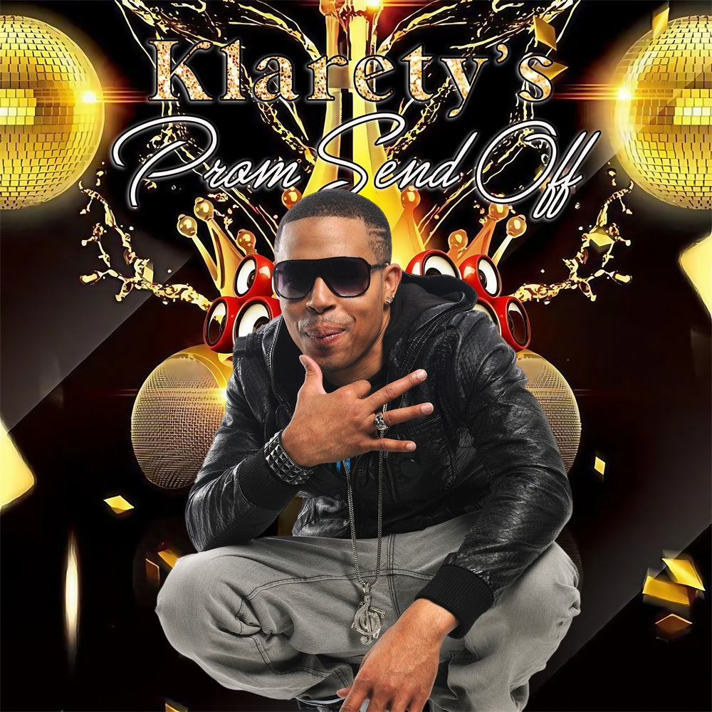 Prom Photo Backdrop Disco Music Style Customized Graduation Party Backdrop MRR5-50