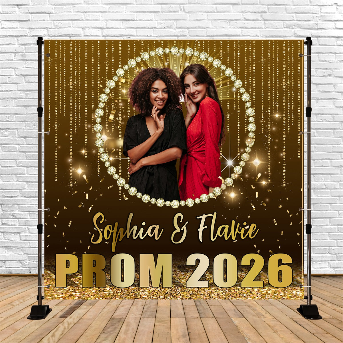 Prom Backdrop Ideas Shimmer Gold Crystal Custom Graduation Party Backdrop MRR5-51