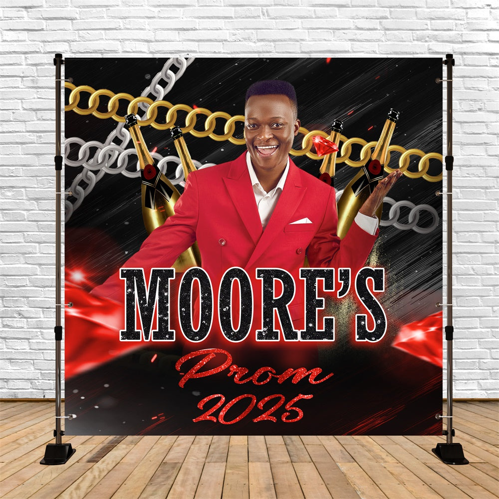 Prom Backdrop Stylish Chain Champagne Custom Graduation Party Backdrop MRR5-55