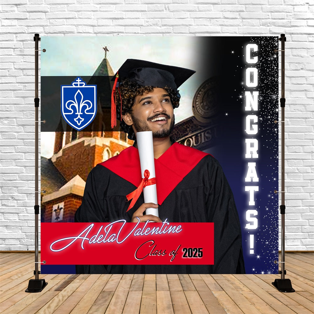 Graduated Backdrop Classic College Style Custom Graduation Party Backdrop MRR5-58