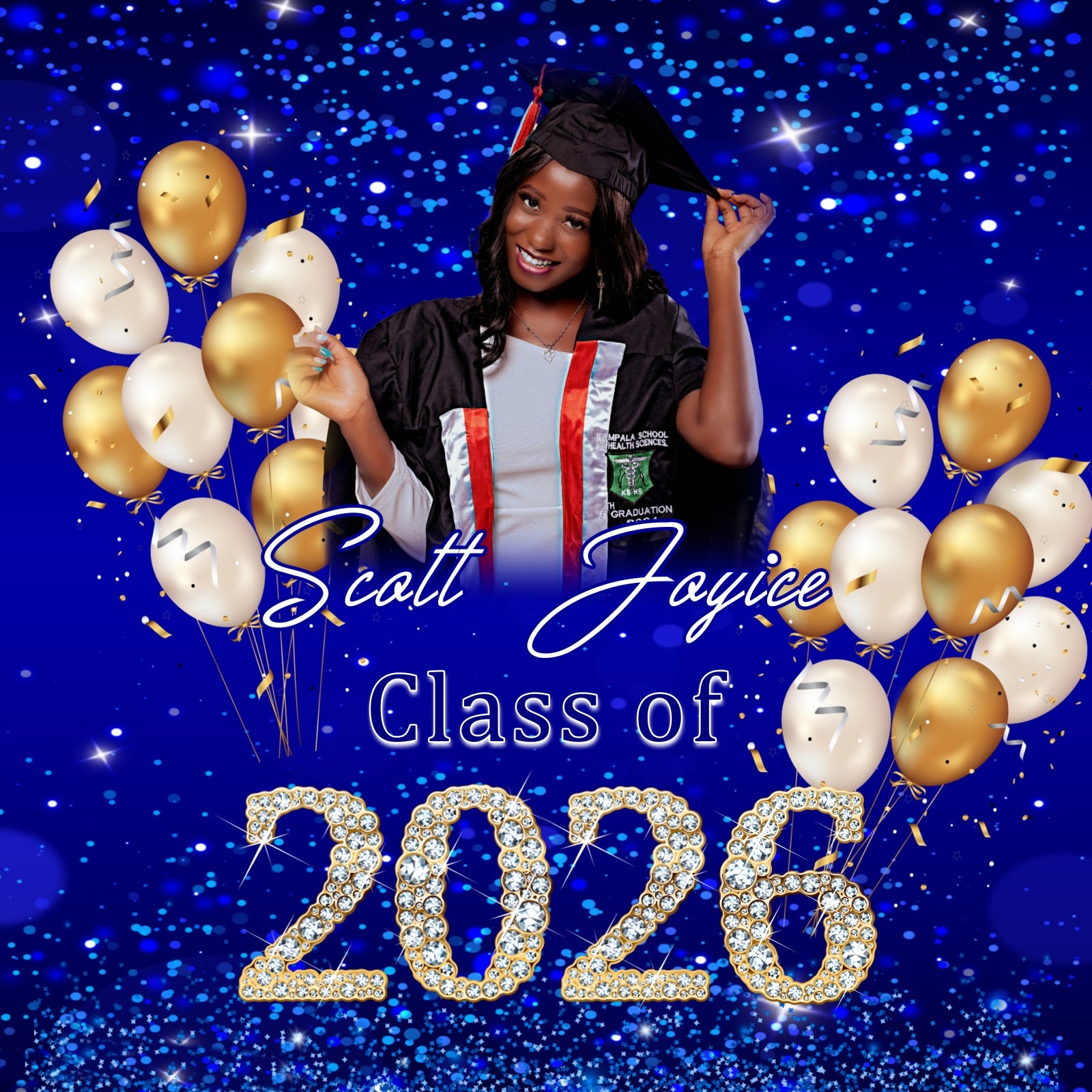 Blue Graduation Backdrop Royal Blue Sparkle Custom Party Graduation Backdrop MRR6-10