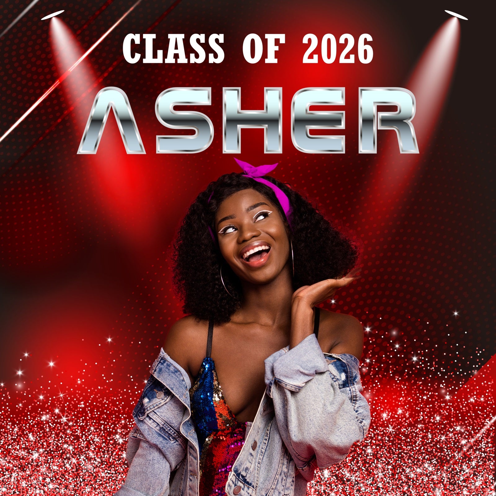 2026 Graduation Backdrop Crimson Glam Custom Party Graduation Backdrop MRR6-12