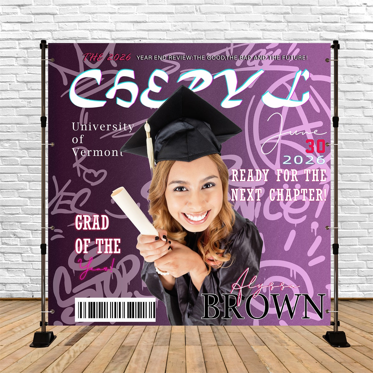 Customized Graduation Backdrop Magazine Style Party Graduation Backdrop MRR6-14