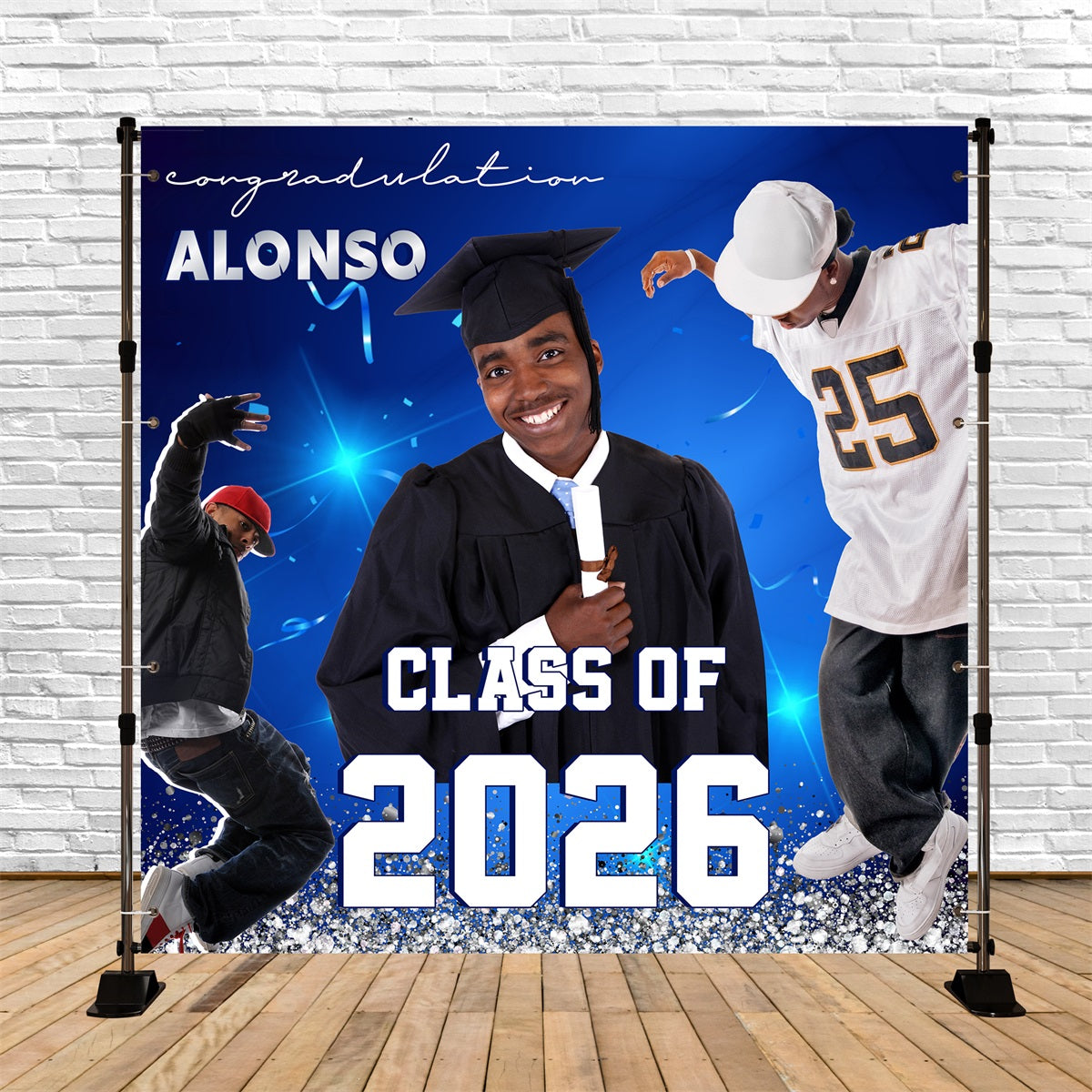 Graduation Backdrops Hip Hop Style Personalized Party Graduation Backdrop MRR6-15