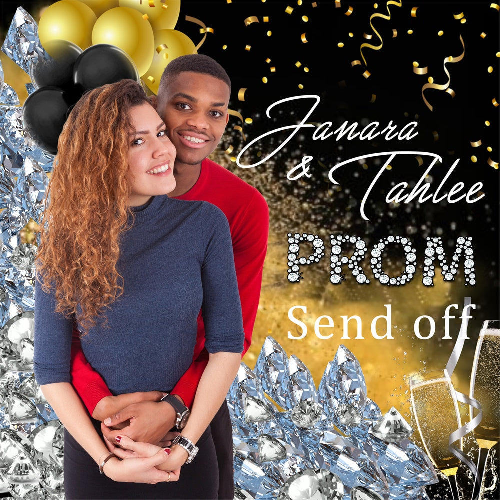 Prom 2025 Backdrop Golden Spark Romance Custom Party Graduation Backdrop MRR6-30
