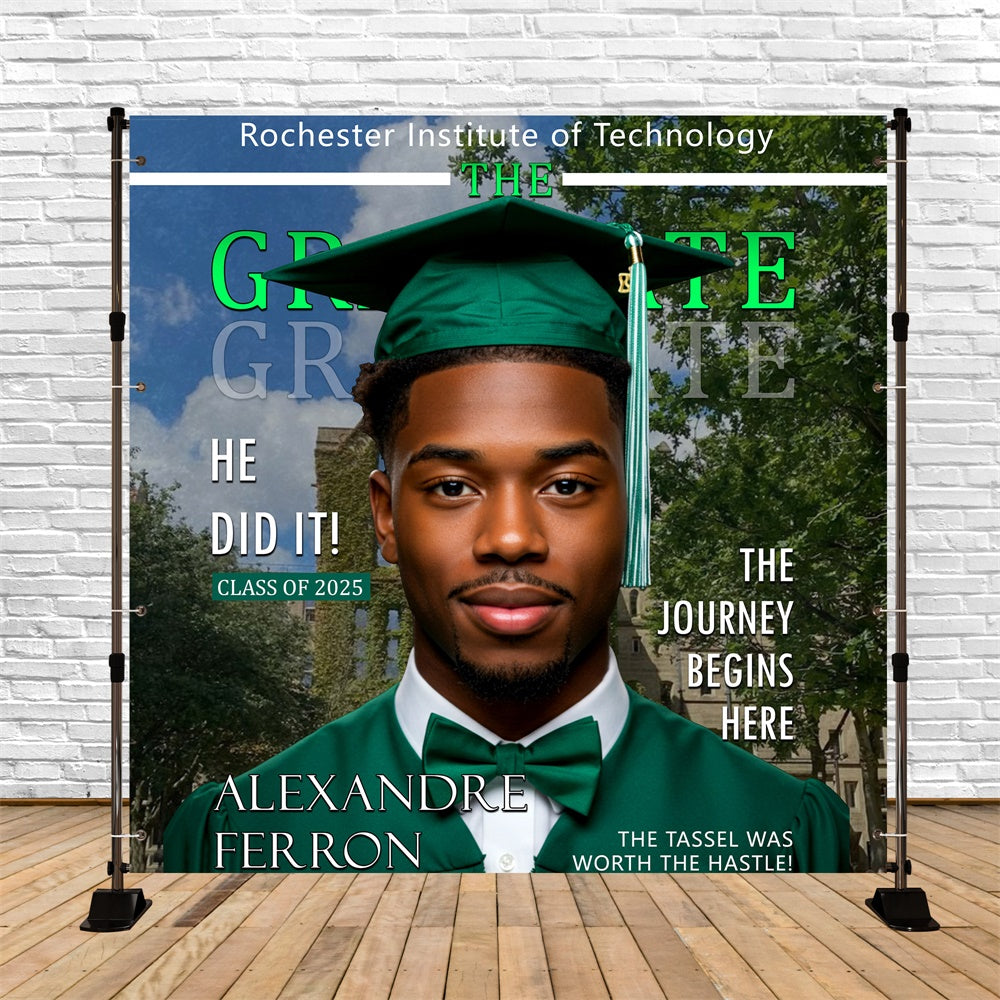 Graduation Backdrops Emerald Journey Customized Party Graduation Backdrop MRR6-33