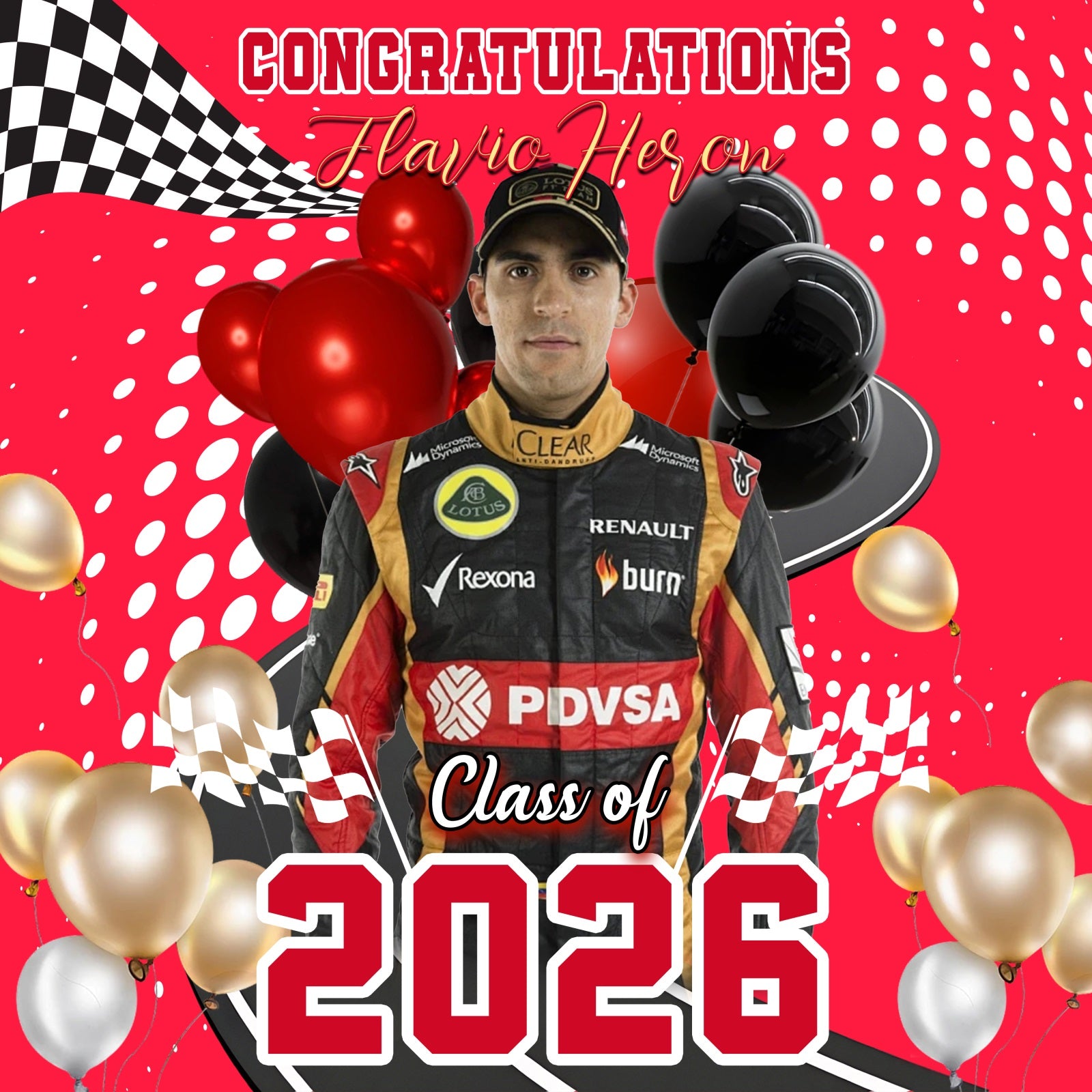 2026 Graduation Backdrop Racing Glory Customized Party Graduation Backdrop MRR6-37