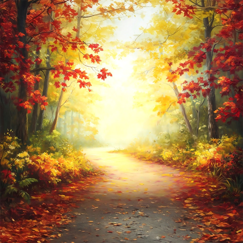 Autumn Forest Backdrop Golden Maple Walkway Backdrop MRR7-102