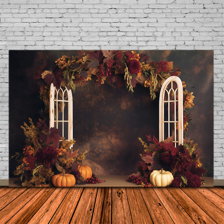 Fall Photoshoot Backdrop Dark Floral Harvest Backdrop MRR7-122