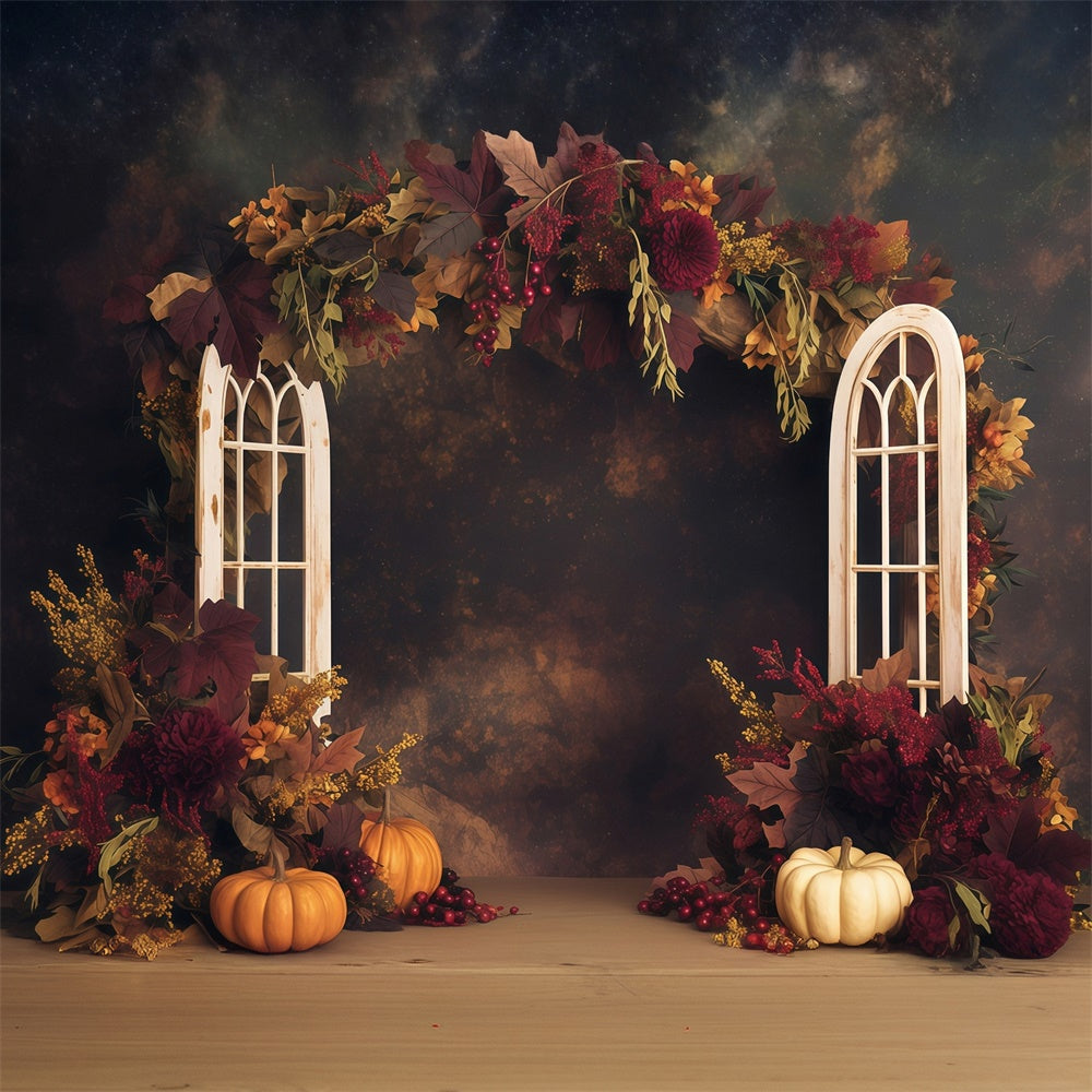 Fall Photoshoot Backdrop Dark Floral Harvest Backdrop MRR7-122