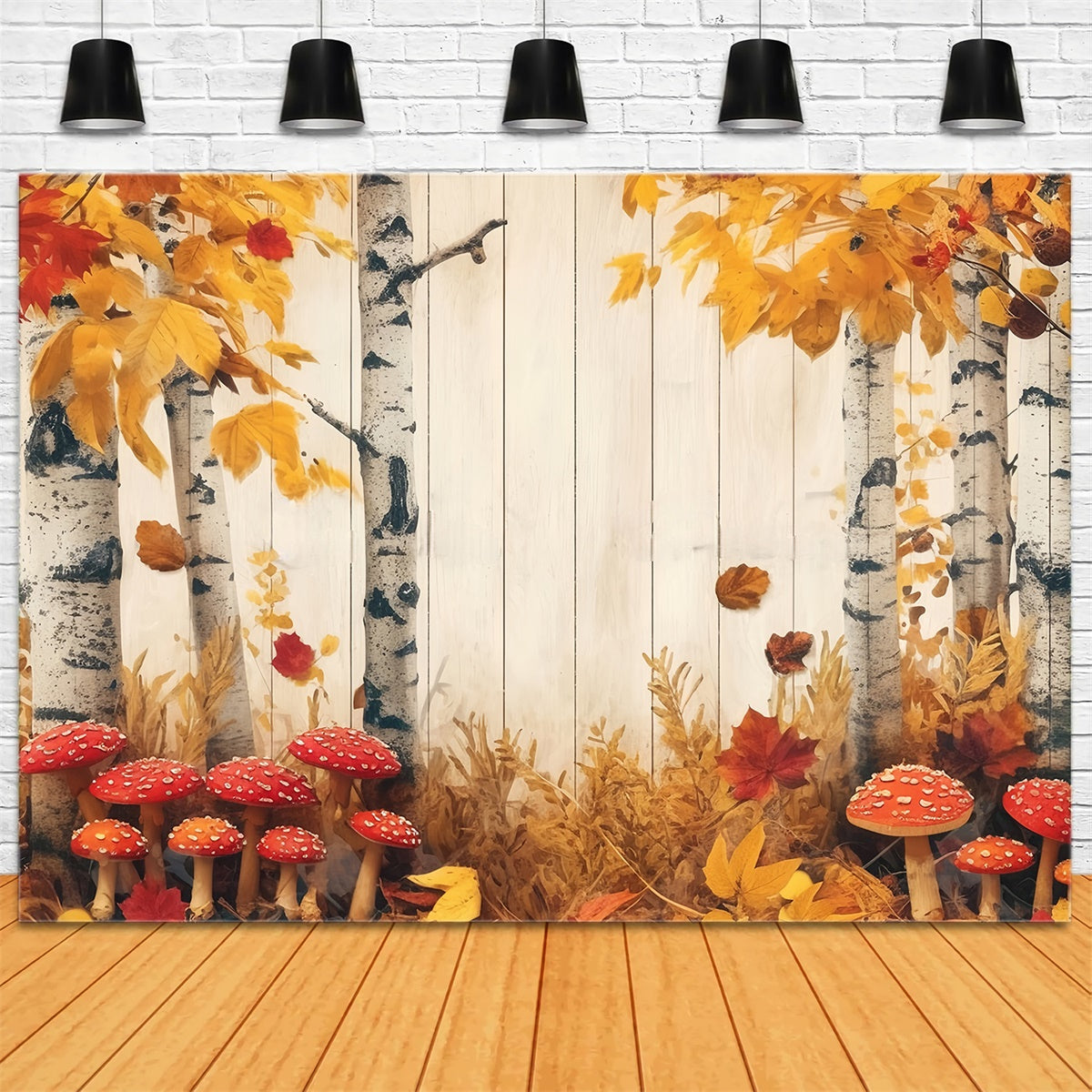 Fall Photo Backdrop Red Mushroom Woodland Backdrop MRR7-123
