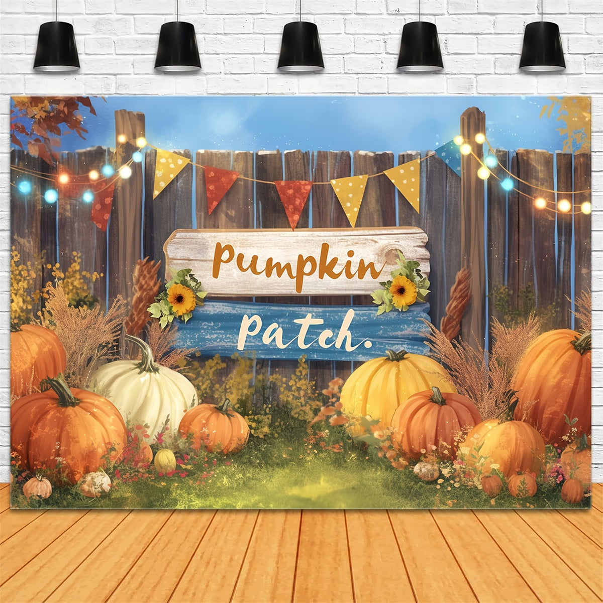 Autumn Photo Backdrop Rustic Banner Pumpkin Backdrop MRR7-126