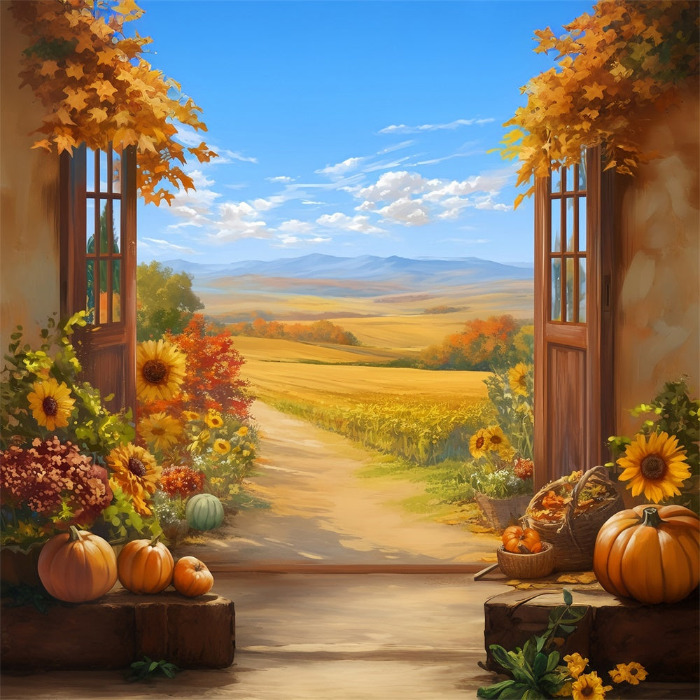 Fall Backdrops Pumpkin Porch Country Trail Backdrop MRR7-132