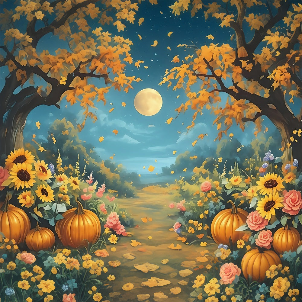 Fall Backdrops Magical Pumpkin Moonlight Backdrop MRR7-134