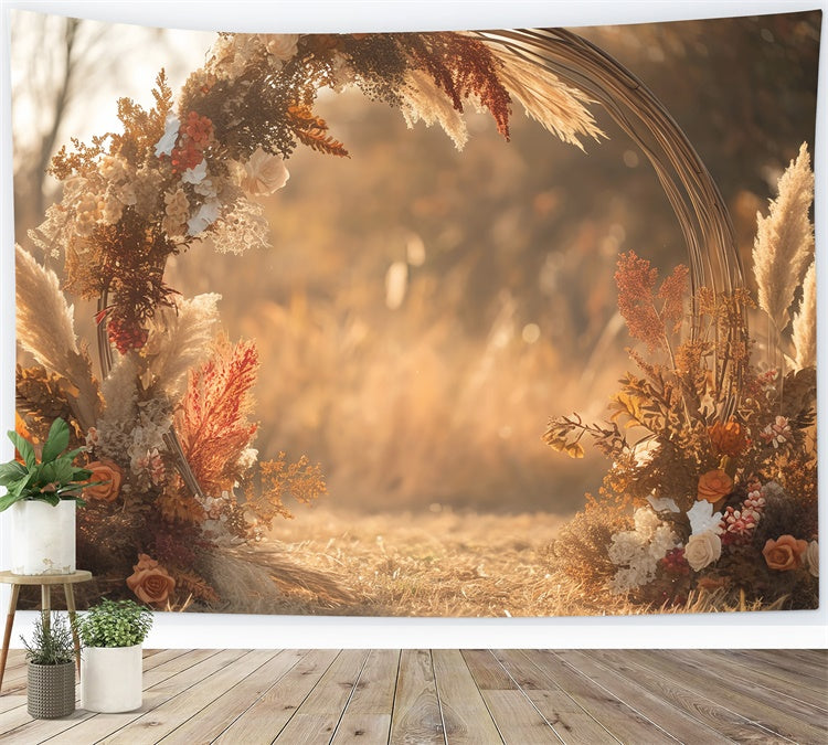 Boho Backdrops Pampas Bloom Circle Autumn Backdrops MRR7-137