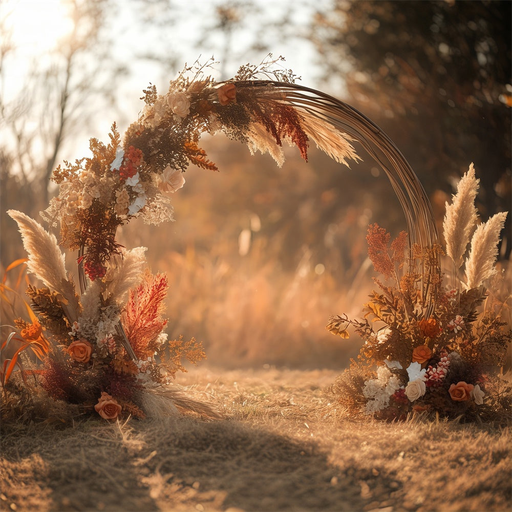 Boho Backdrops Pampas Bloom Circle Autumn Backdrops MRR7-137
