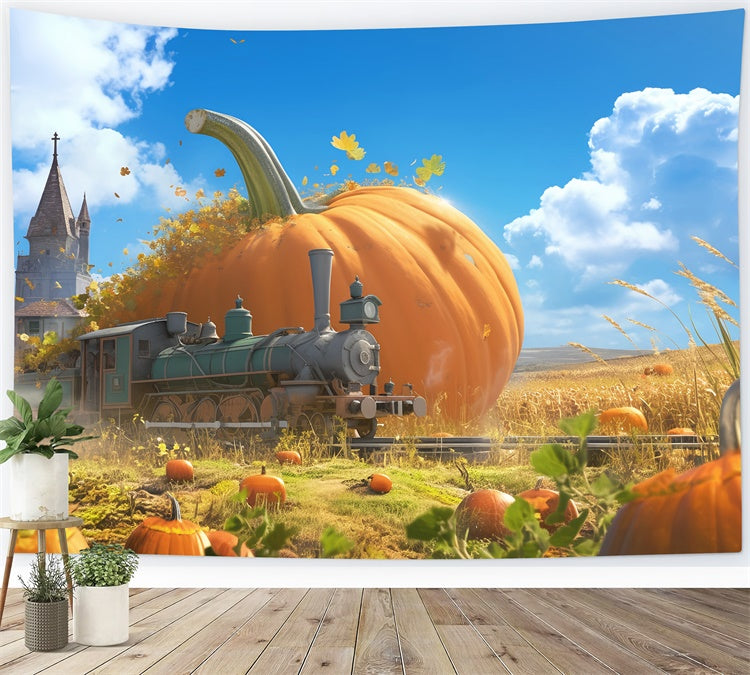 Fall Photo Backdrop Fairytale Harvest Train Backdrop MRR7-138