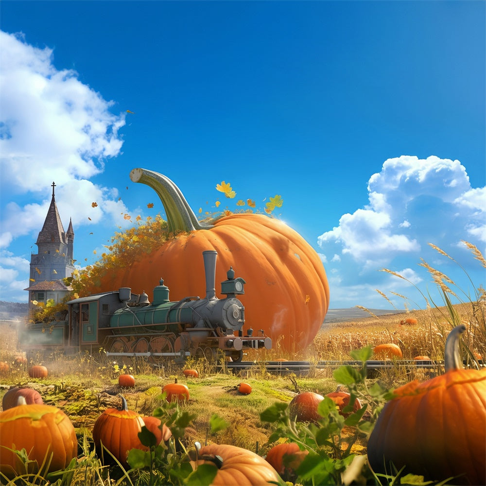 Fall Photo Backdrop Fairytale Harvest Train Backdrop MRR7-138