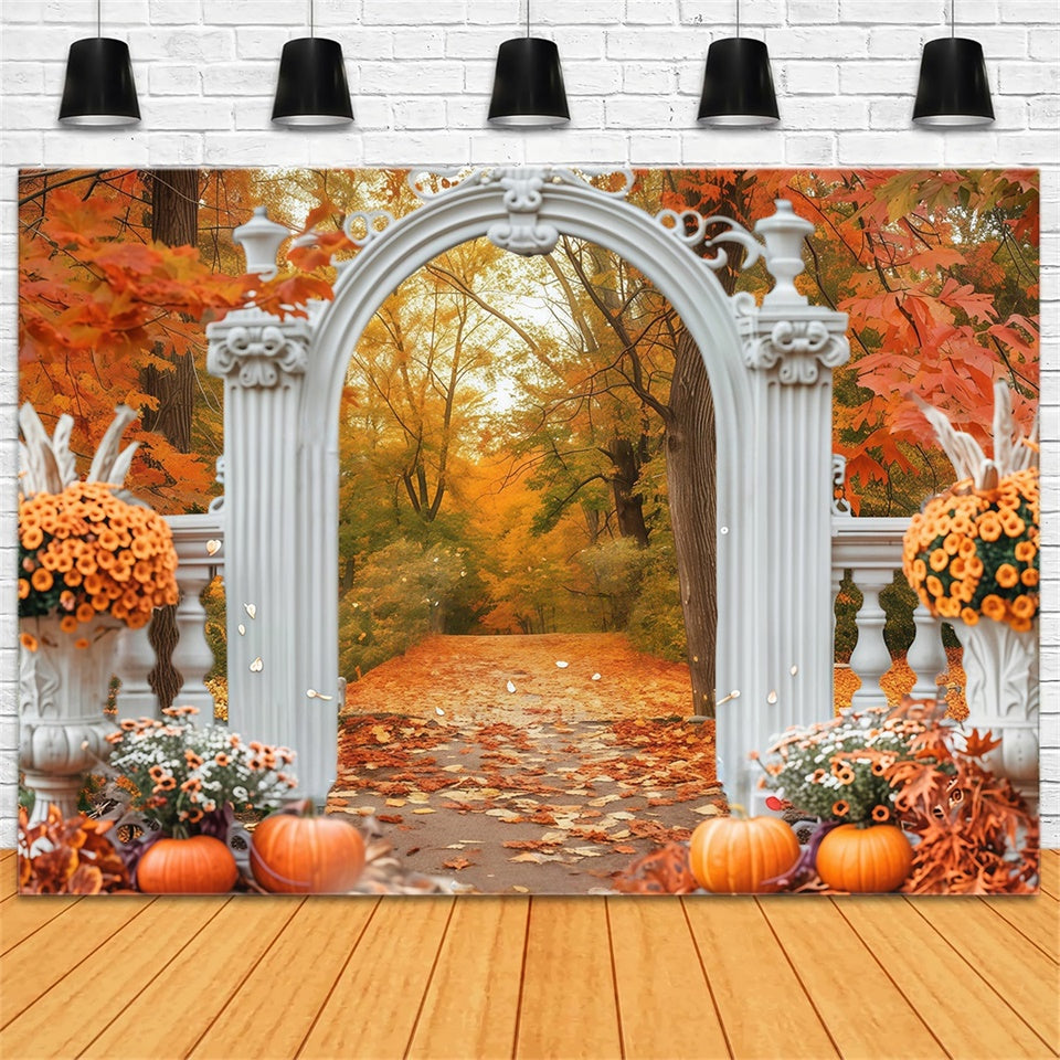 Autumn Leaves Backdrop Archway Forest Trail Backdrop MRR7-140