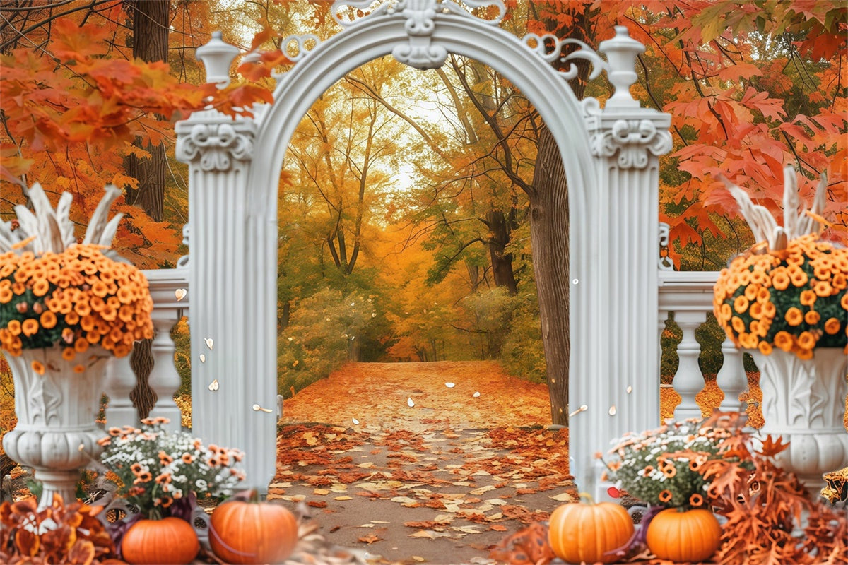 Autumn Leaves Backdrop Archway Forest Trail Backdrop MRR7-140