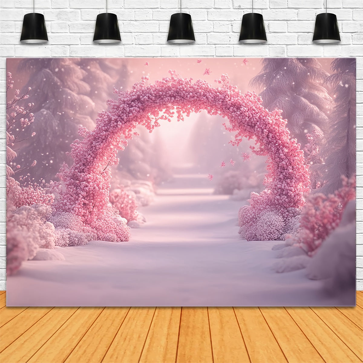 Winter Wonderland Backdrop Pink Blossom Snow Backdrop MRR7-150