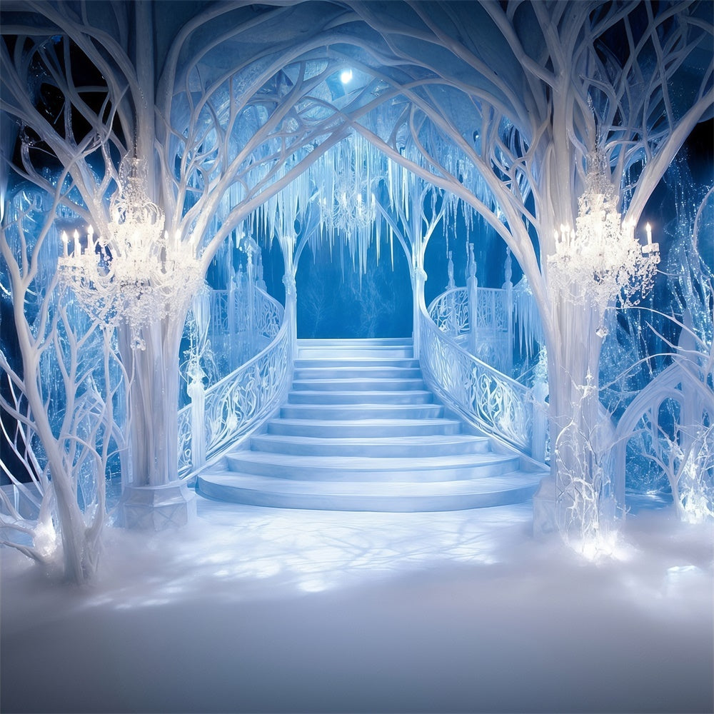 Winter Backdrop Crystal Palace Stairway Backdrop MRR7-153
