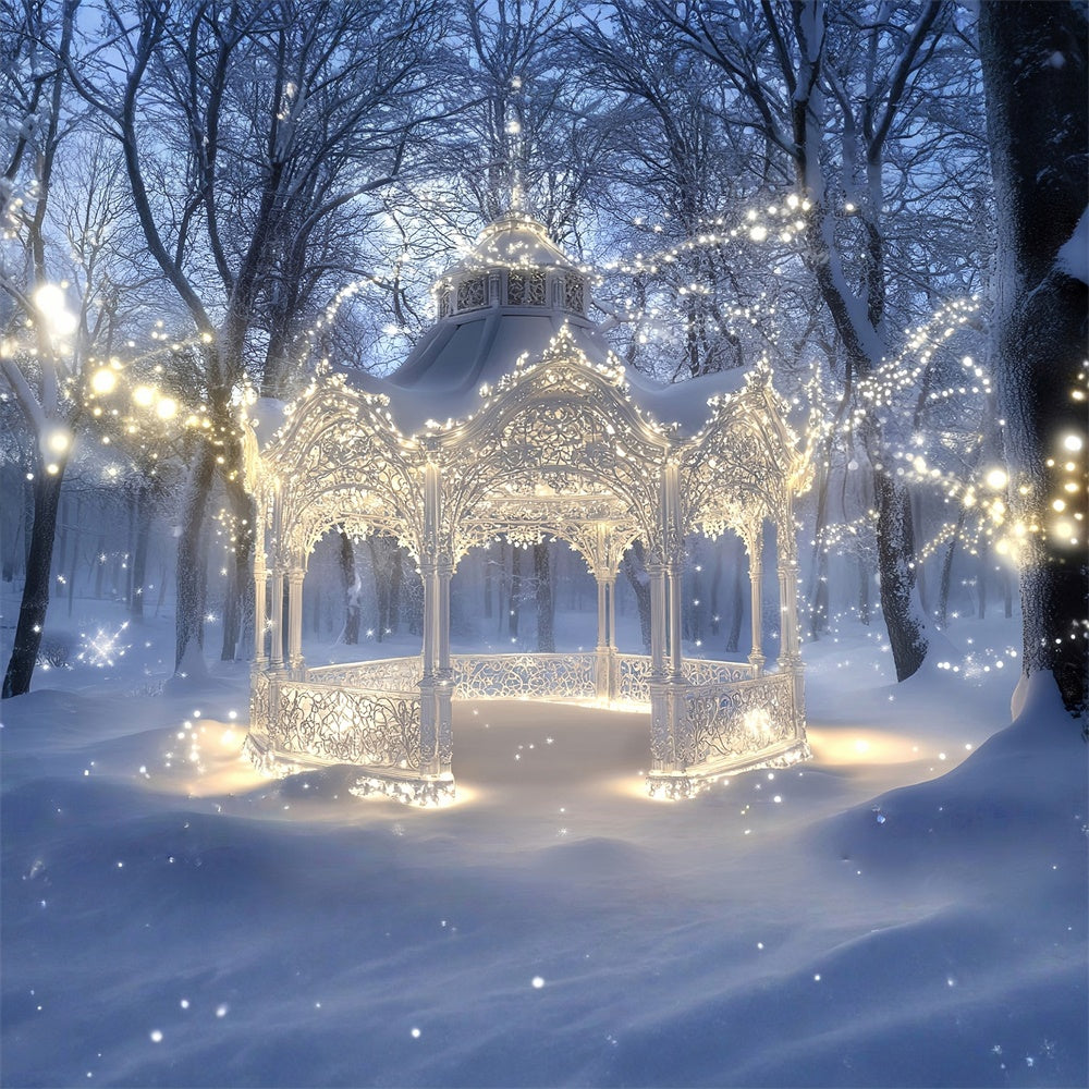 Winter Wonderland Backdrop Enchanted Gazebo Glow Backdrop MRR7-154