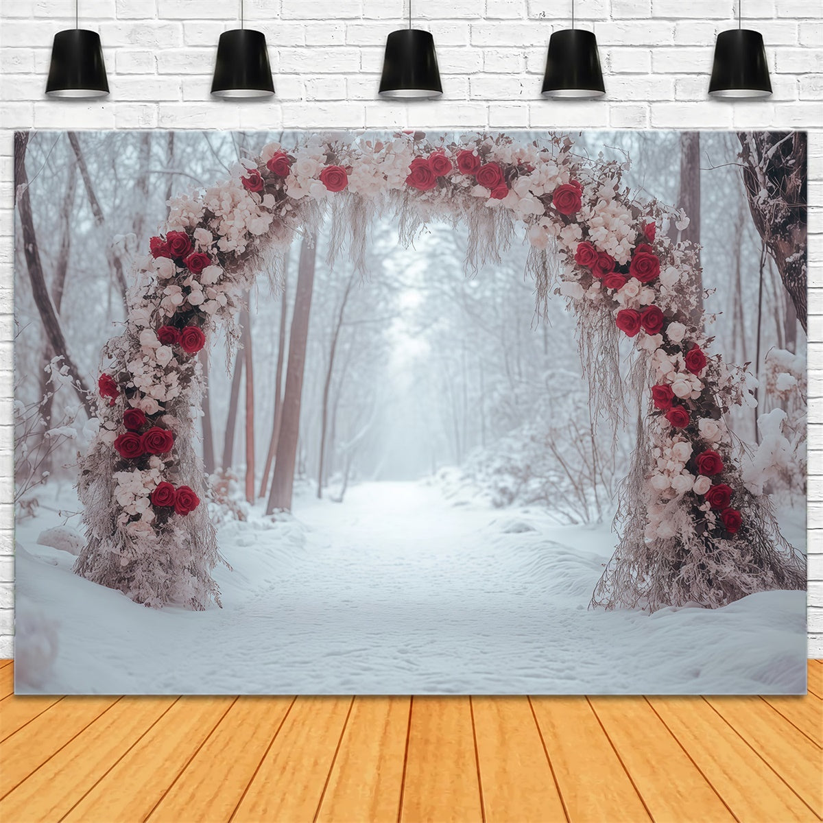 Winter Forest Backdrop Rose Arch Path Backdrop MRR7-158