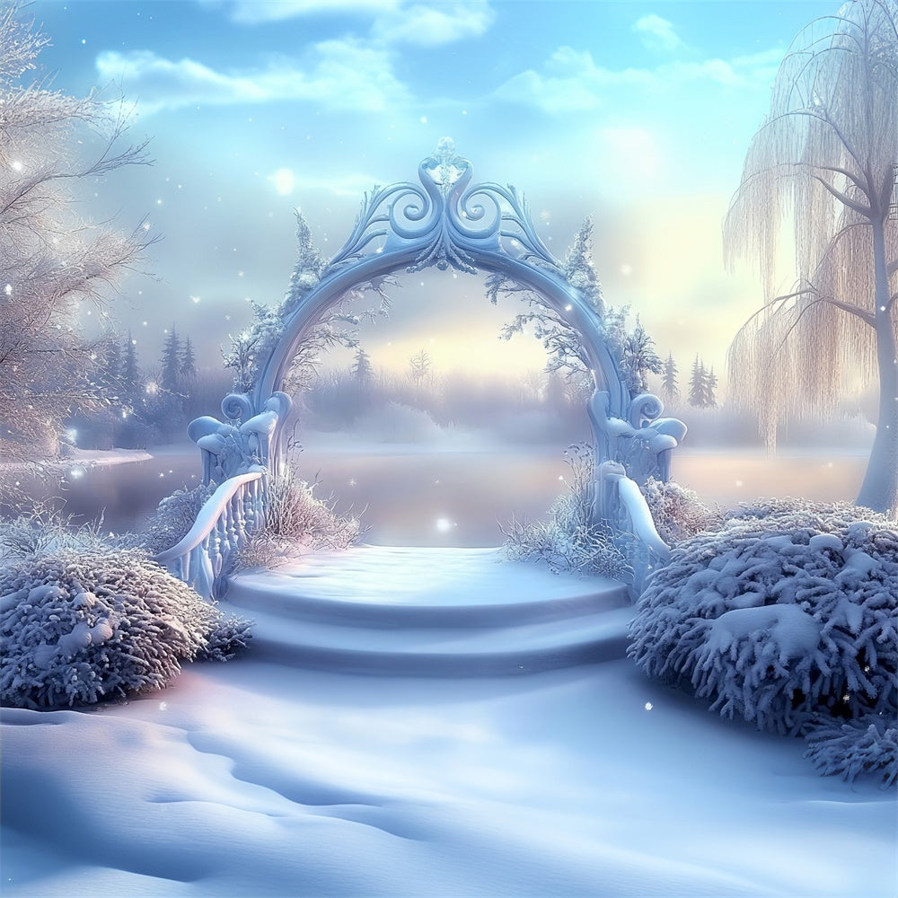 Winter Wonderland Backdrop Twilight Winter Lake Backdrop MRR7-164