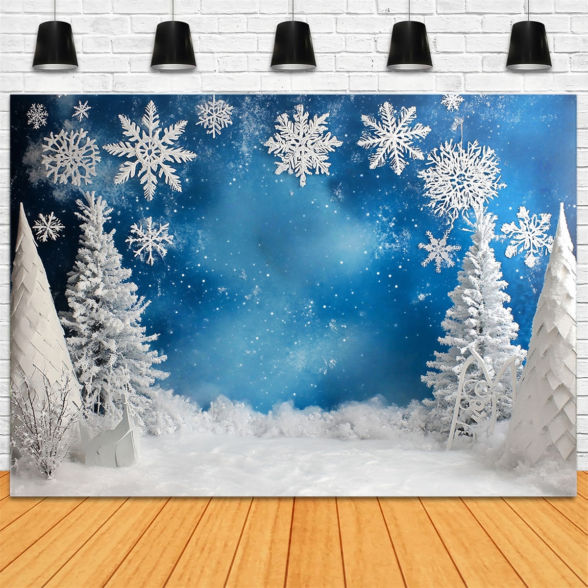Snowflake Backdrop Frosted Blue Winter Backdrop MRR7-166
