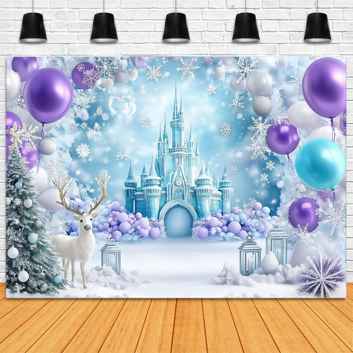 Winter Photo Backdrop Ice Castle Balloon Backdrop MRR7-167