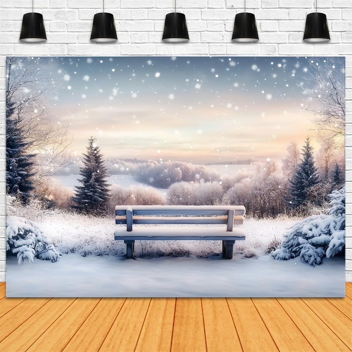 Winter Snow Backdrop Silent Snowfield Sunrise Backdrop MRR7-172