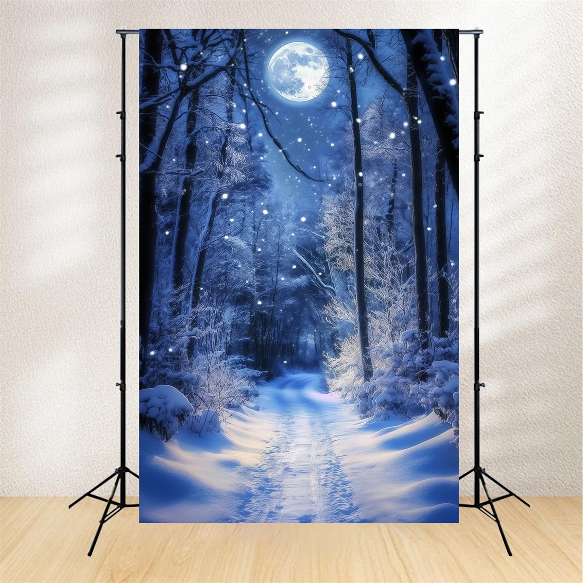 Winter Forest Backdrop Glowing Moon Trail Backdrop MRR7-180